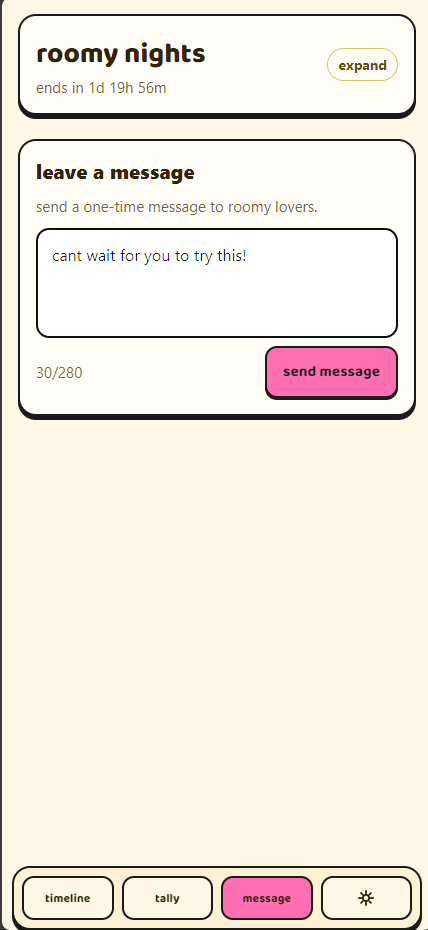 Roomy message tab example